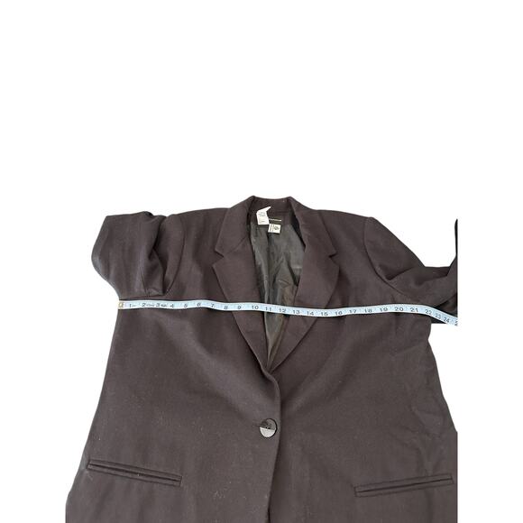 Vintage Black Academia Single Button Oversized Preppy Wool Blazer Size 14 - Picture 10 of 12